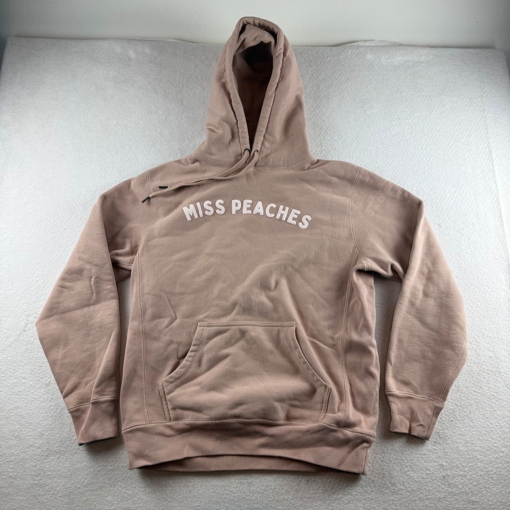 Independent Trading Co Miss Peaches Hoodie Peach Pink Graphic Sweatshirt Medium
